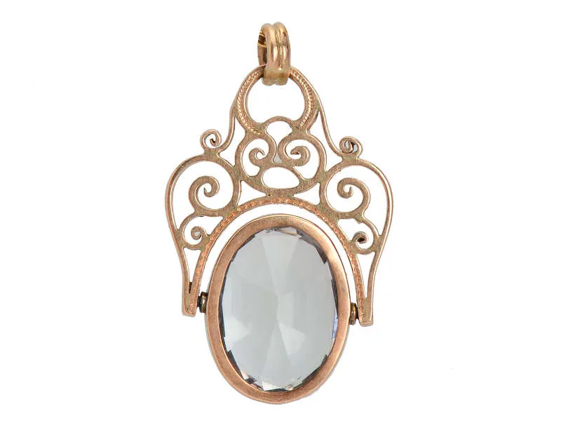 Antique Rock Crystal Spinner Fob Pendant
