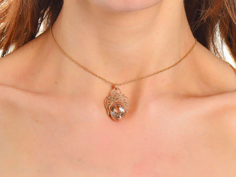 Antique Rock Crystal Spinner Fob Pendant