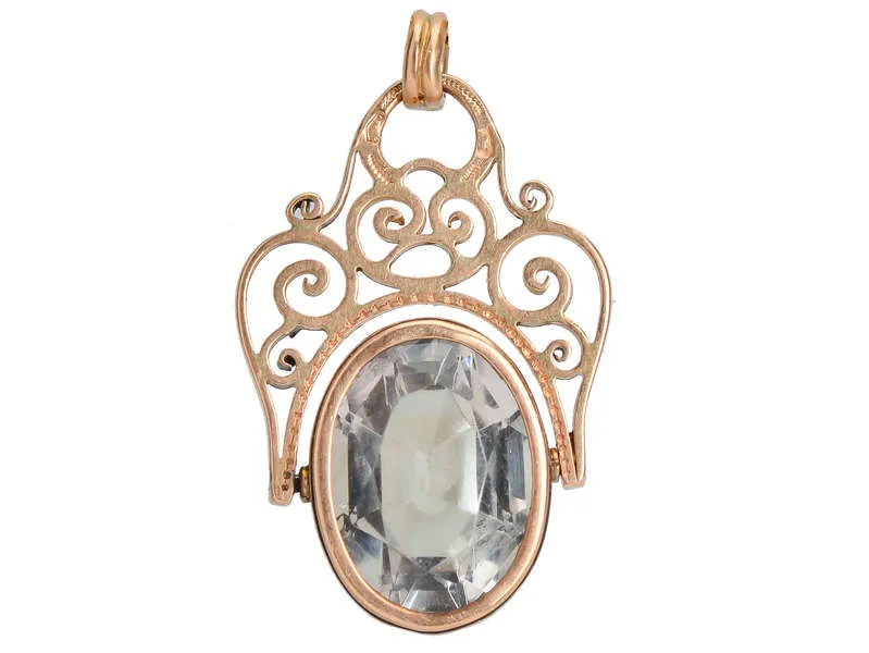 Antique Rock Crystal Spinner Fob Pendant