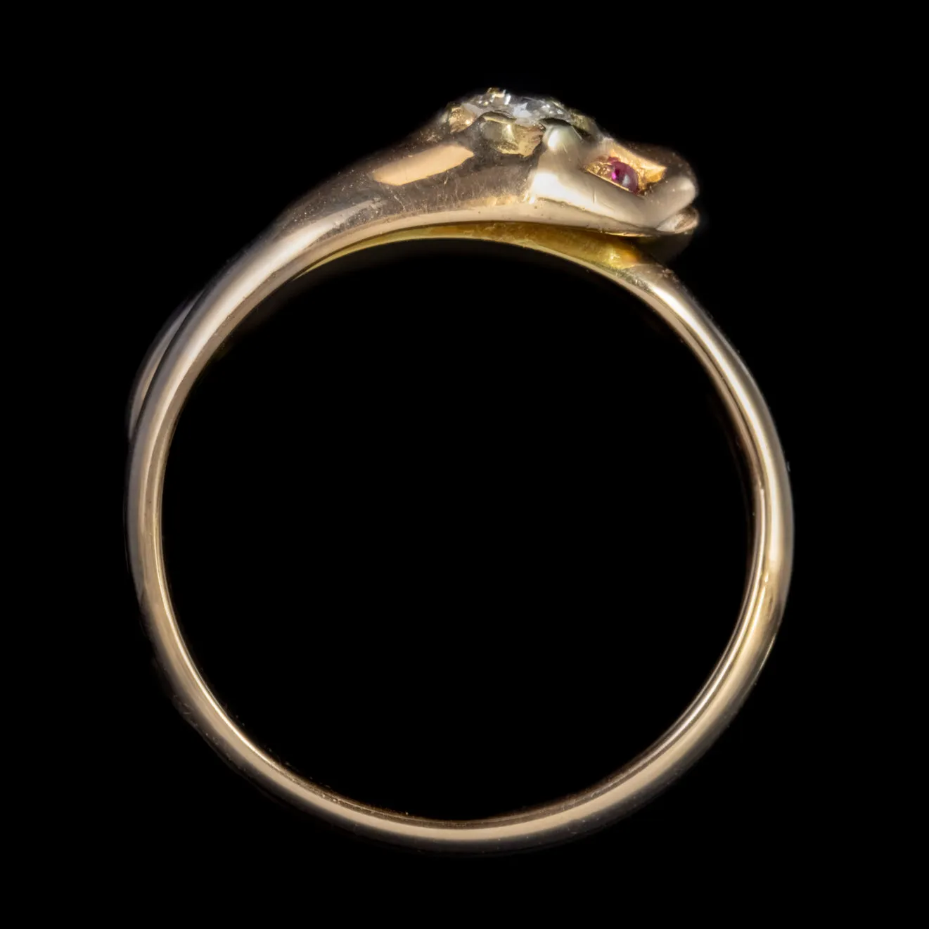 Antique Victorian Diamond Ruby Snake Ring 18Ct Gold Dated 1871