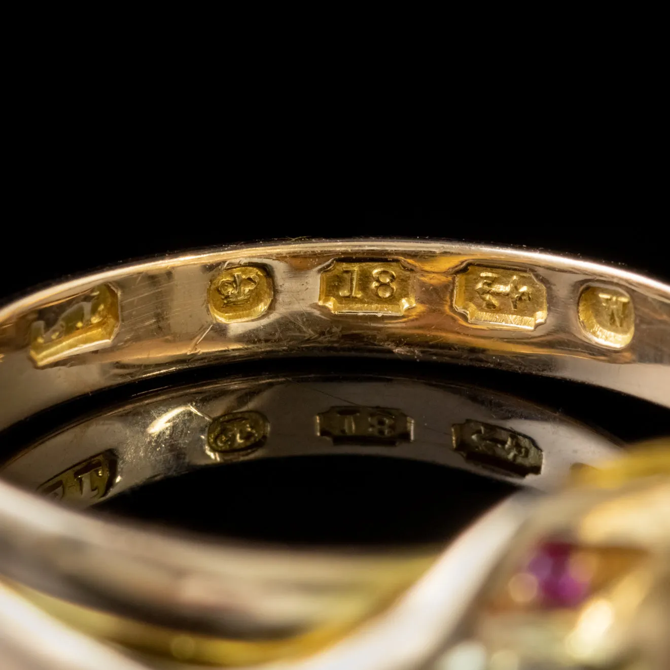 Antique Victorian Diamond Ruby Snake Ring 18Ct Gold Dated 1871
