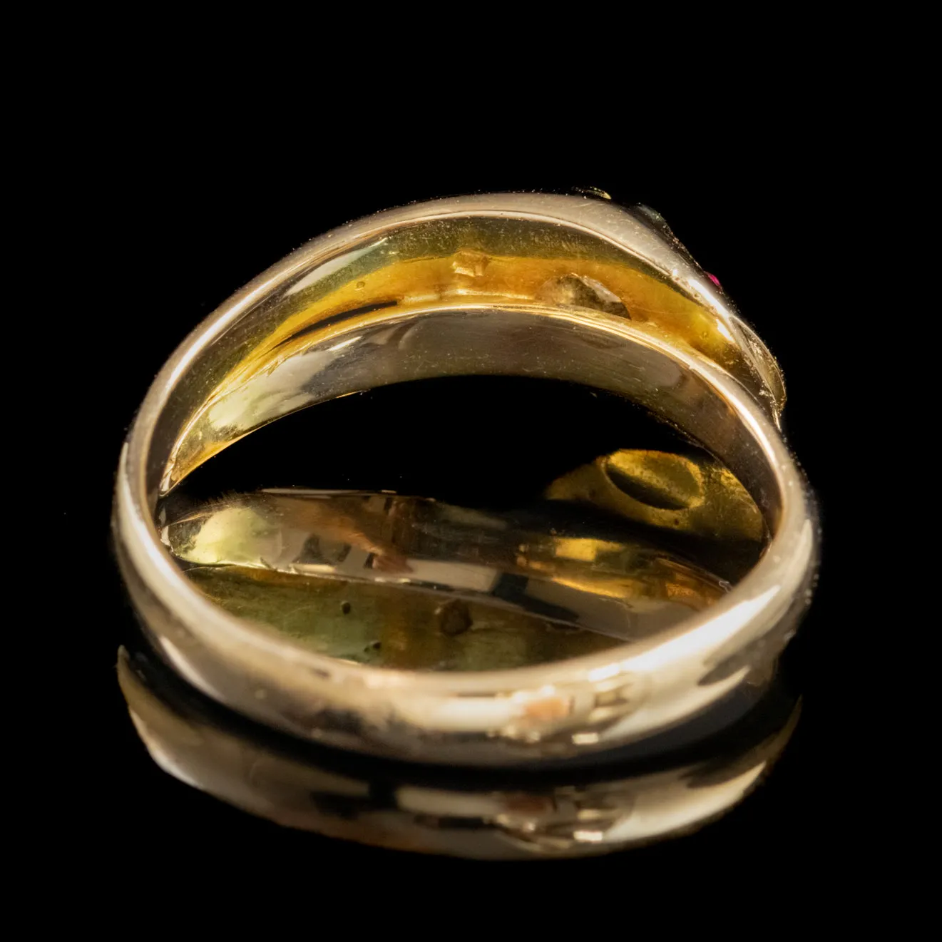 Antique Victorian Diamond Ruby Snake Ring 18Ct Gold Dated 1871