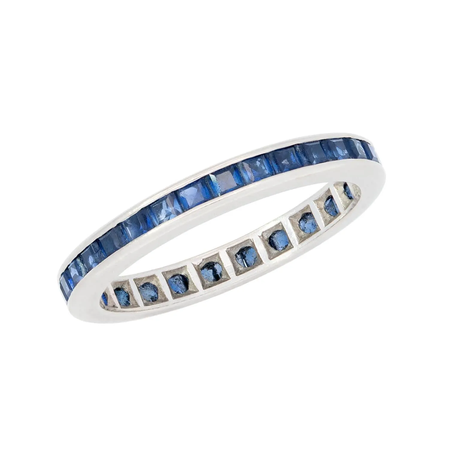 Art Deco Platinum Sapphire Eternity Band