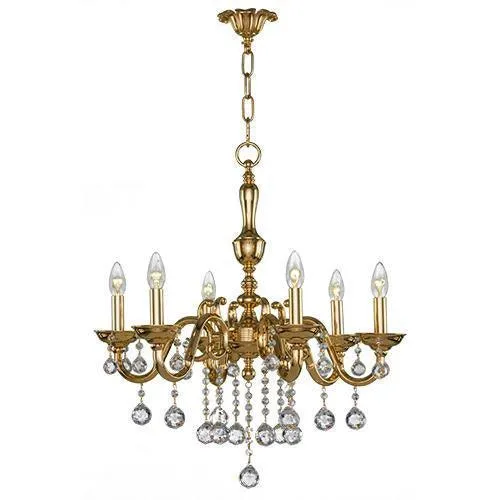 Asfour - Majestic Chandelier - 6 Bulbs - Gold - Bearish Clear