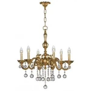 Asfour - Majestic Chandelier - 6 Bulbs - Gold - Bearish Clear