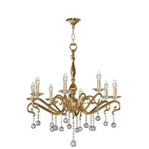 Asfour - Majestic Chandelier - 8 Bulbs - Gold - Bearish Clear
