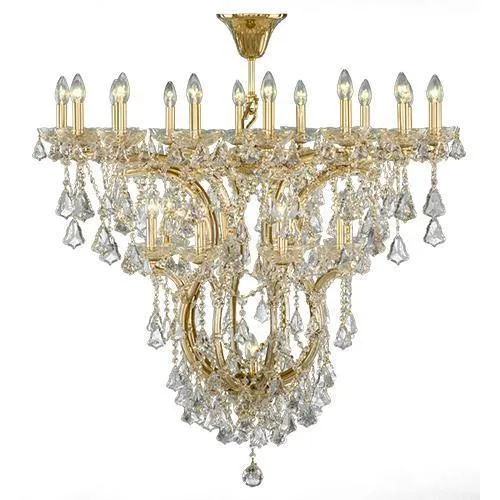 Asfour - Maria Theresa Chandelier - 25 Bulbs - Gold - Pendeloque Clear