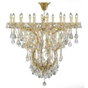 Asfour - Maria Theresa Chandelier - 25 Bulbs - Gold - Pendeloque Clear
