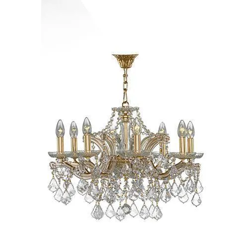 Asfour - Maria Theresa Chandelier - 8 Bulbs - Gold - Pendeloque Clear