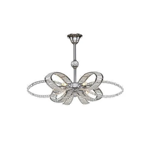 Asfour - Modern Chandelier - 6 Bulbs - Chrome - Octagon Clear
