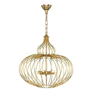 Asfour - Modern Chandelier - 6 Bulbs - Gold - Without Crystal