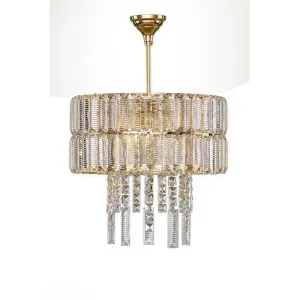 Asfour - Modern Chandelier - 8 Bulbs - Gold - Drop Clear