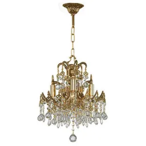 Asfour  Royal Chandelier 10 Bulbs Gold Oxide  Ball Octagon & Drop Clear