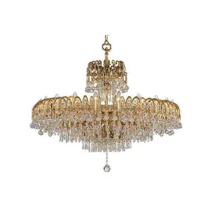 Asfour - Royal Chandelier - 30 Bulbs - Gold Oxide - Ball & Drop Clear
