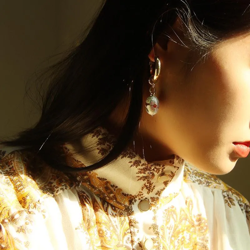 Asymmetrical Cloisonne Fish Handmade Drop Earrings