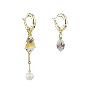 Asymmetrical Cloisonne Fish Handmade Drop Earrings