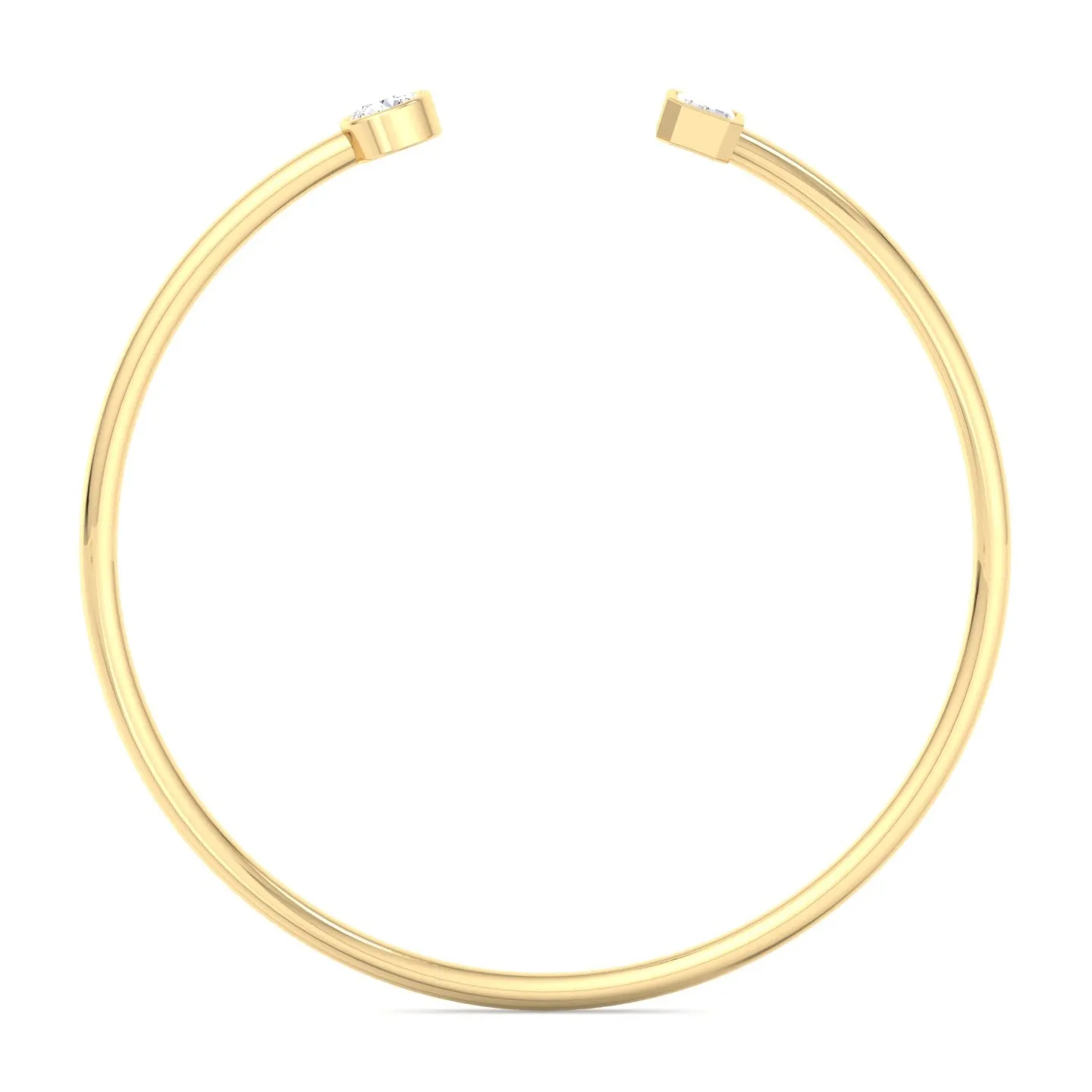Atari - Bezel Set Round and Emerald Cut Natural Diamond Open Cuff Bangle