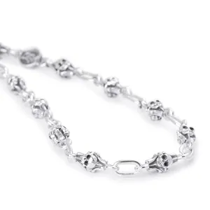 Barcelona Skull Chain Link Necklace in Sterling Silver, 6mm