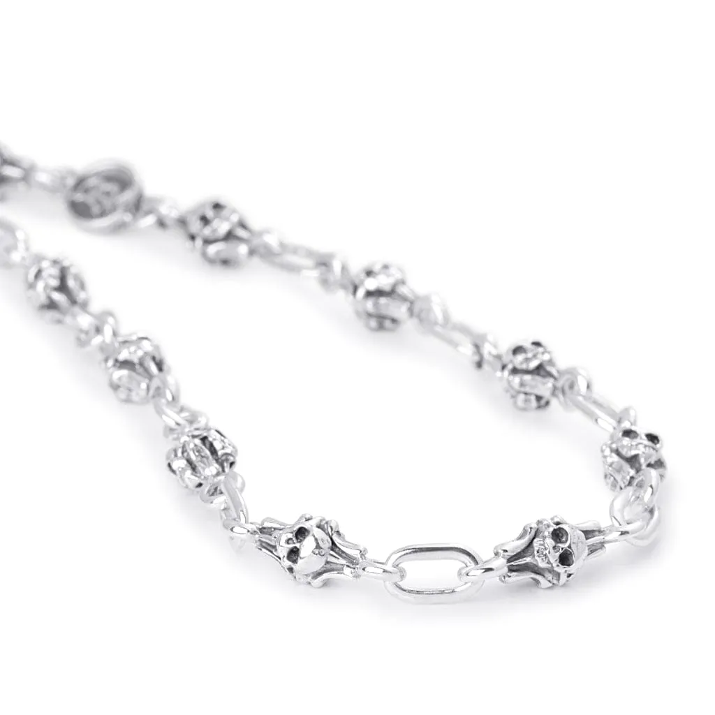 Barcelona Skull Chain  Link Necklace in Sterling Silver, 6mm