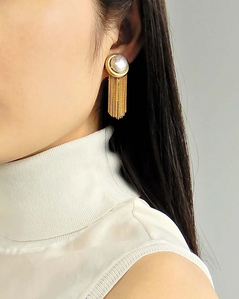 Baroque Pearl Handmade Hoop Earrings Roaring 20s Jewelry