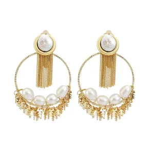 Baroque Pearl Handmade Hoop Earrings Roaring 20s Jewelry