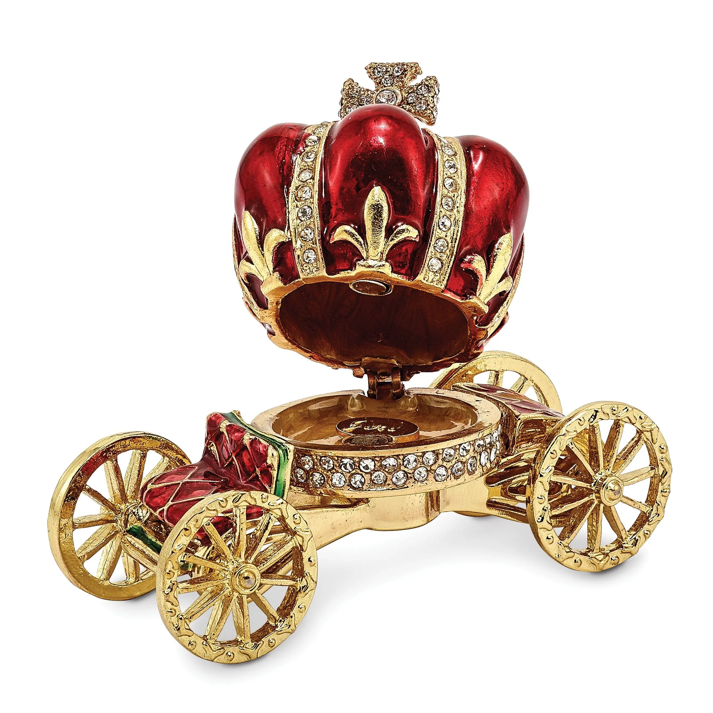 Bejeweled Multi Color Finish HER MAJESTY'S CROWN Carriage Trinket Box