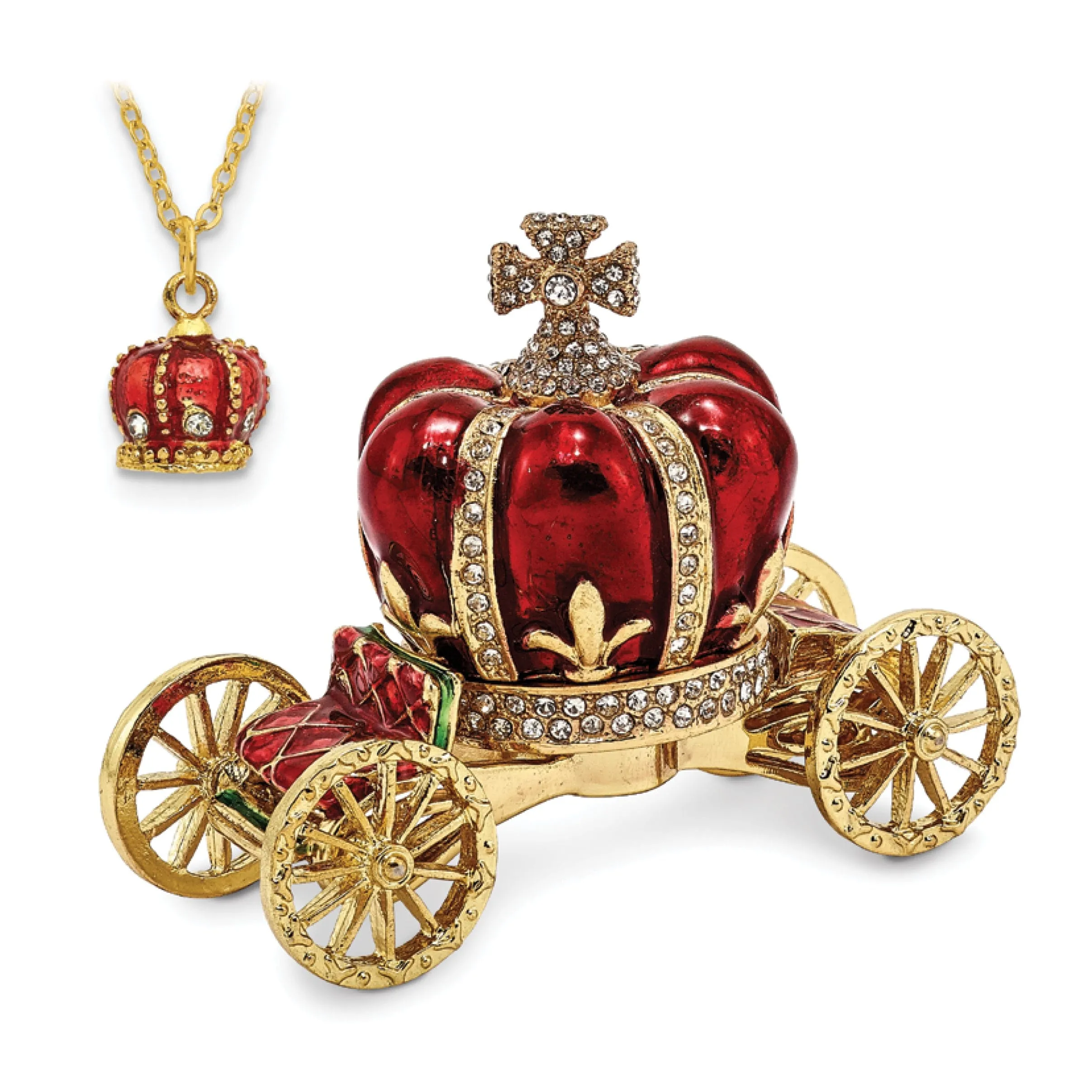 Bejeweled Multi Color Finish HER MAJESTY'S CROWN Carriage Trinket Box