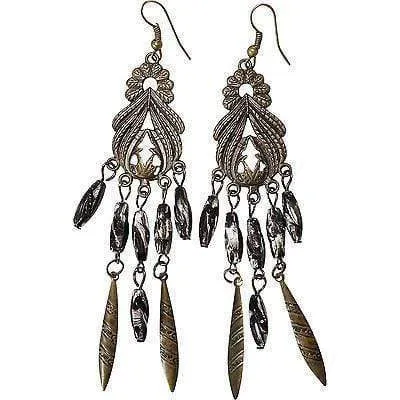 Black Bronze Beads Dangle Drop Hook Earrings Womens Kids Girls Ladies Jewellery