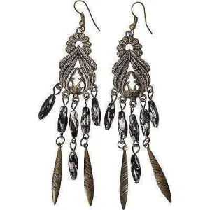 Black Bronze Beads Dangle Drop Hook Earrings Womens Kids Girls Ladies Jewellery