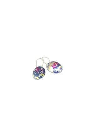 Black Gold /Pink Speckled Oval Earrings