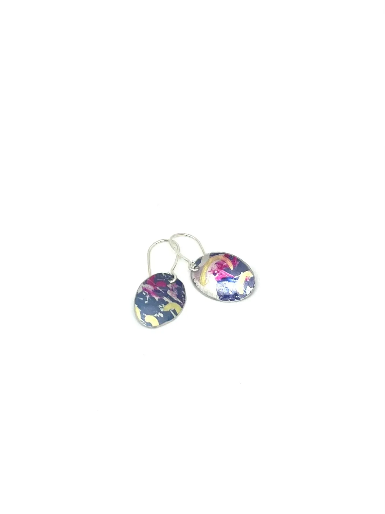 Black Gold /Pink Speckled Oval Earrings