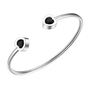 Black Heart Crystal Cuff Bracelet For Women