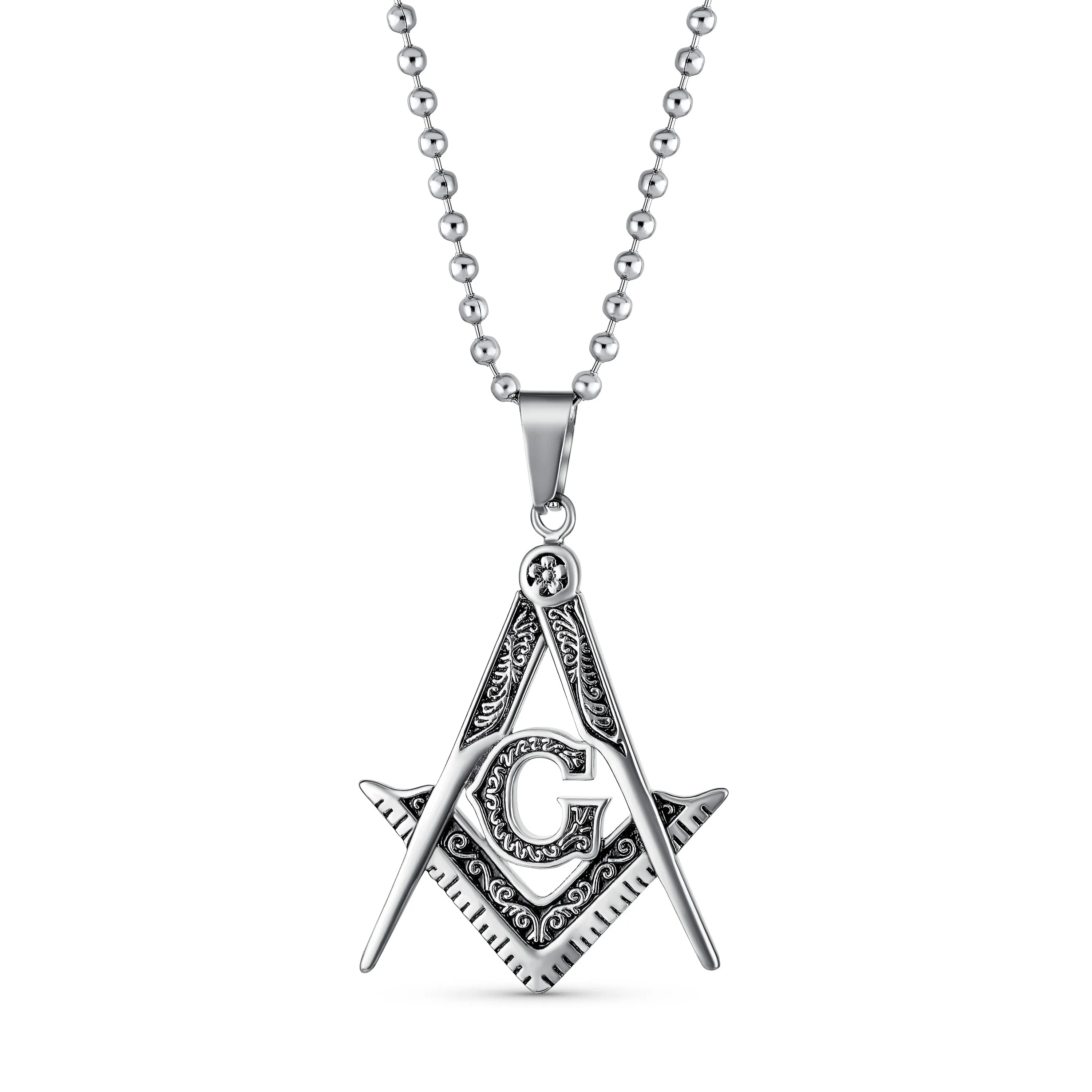 Black Oxidized Freemason Masonic Symbol Pendant Necklace Silver Gold Tone