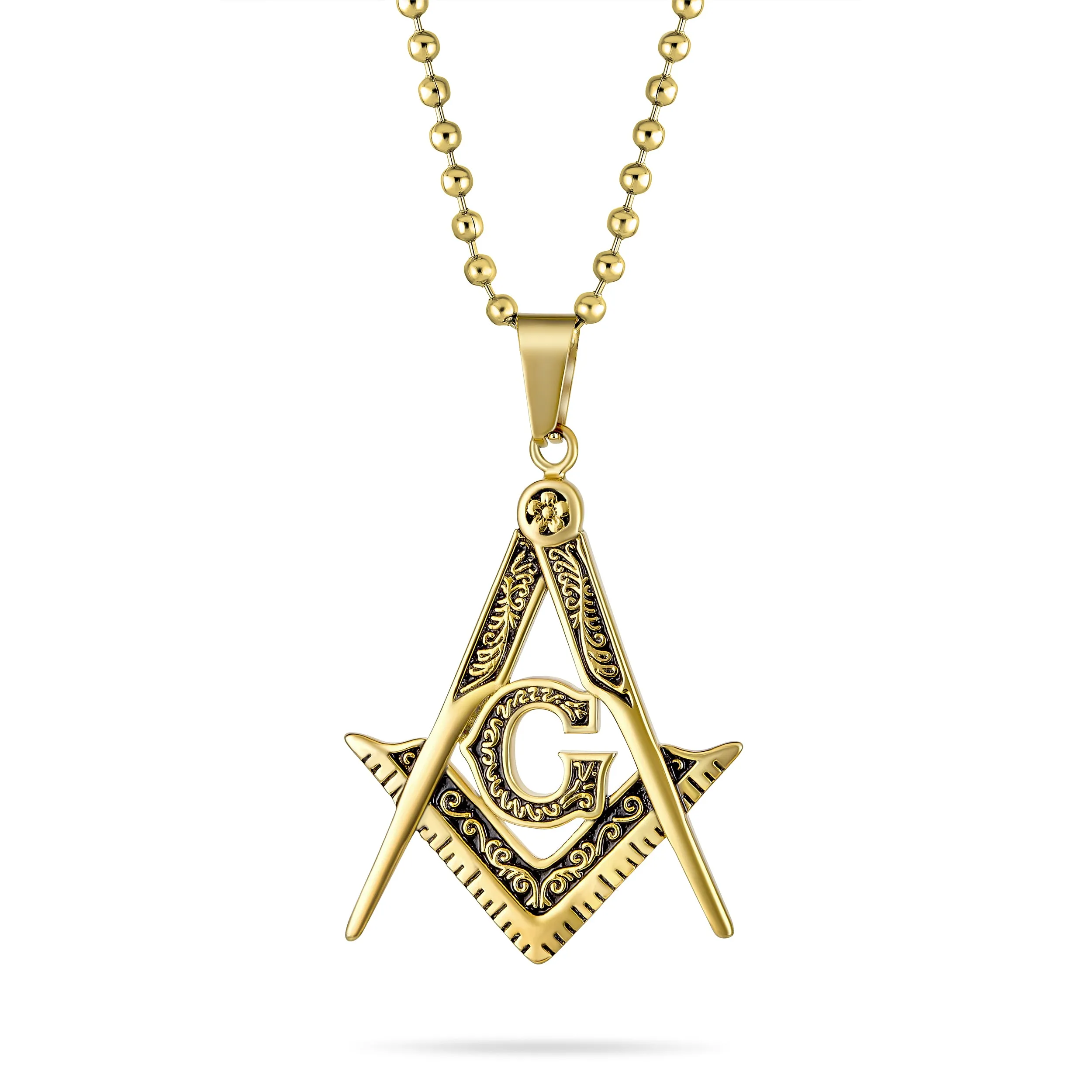 Black Oxidized Freemason Masonic Symbol Pendant Necklace Silver Gold Tone