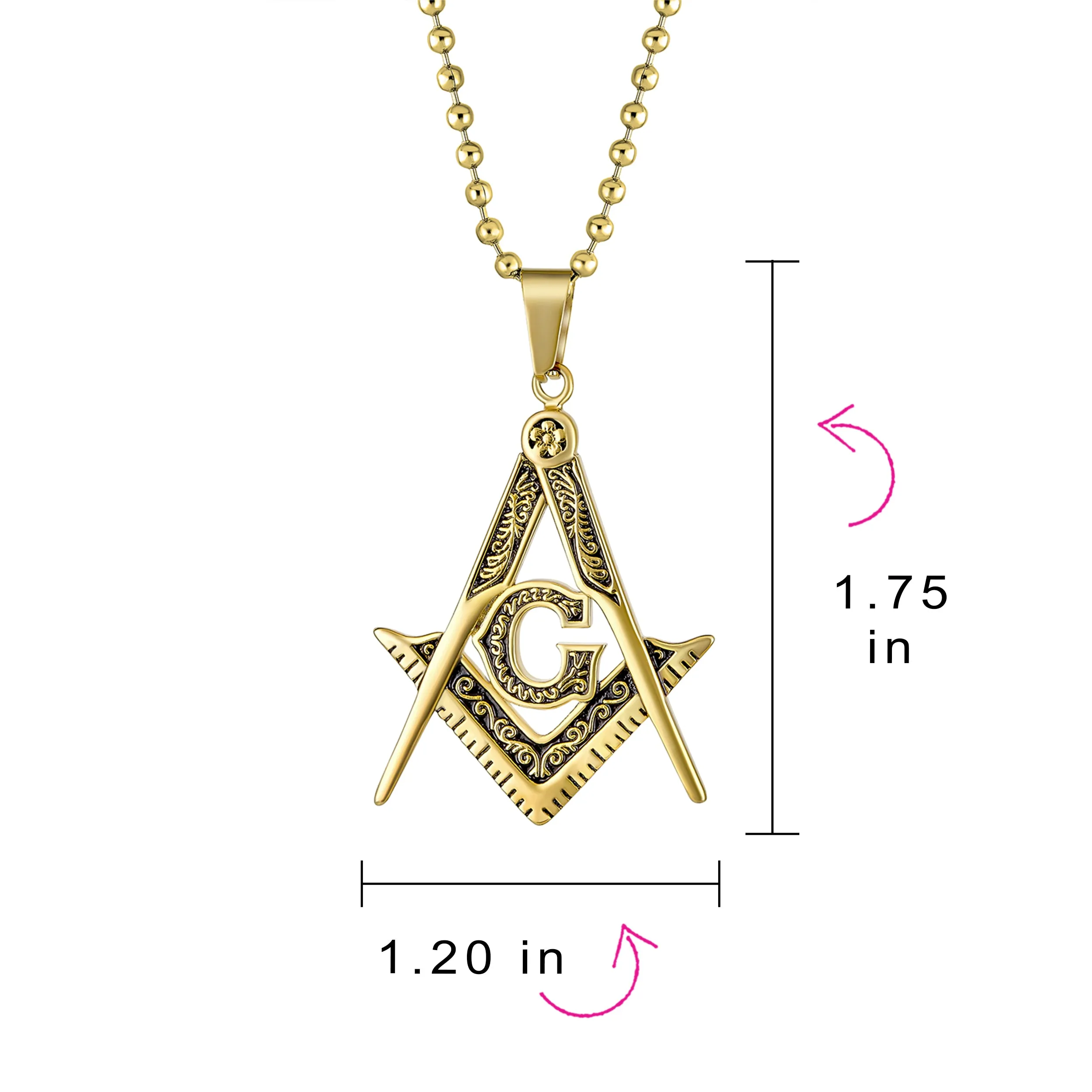 Black Oxidized Freemason Masonic Symbol Pendant Necklace Silver Gold Tone