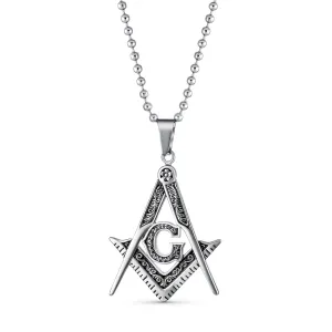 Black Oxidized Freemason Masonic Symbol Pendant Necklace Silver Gold Tone