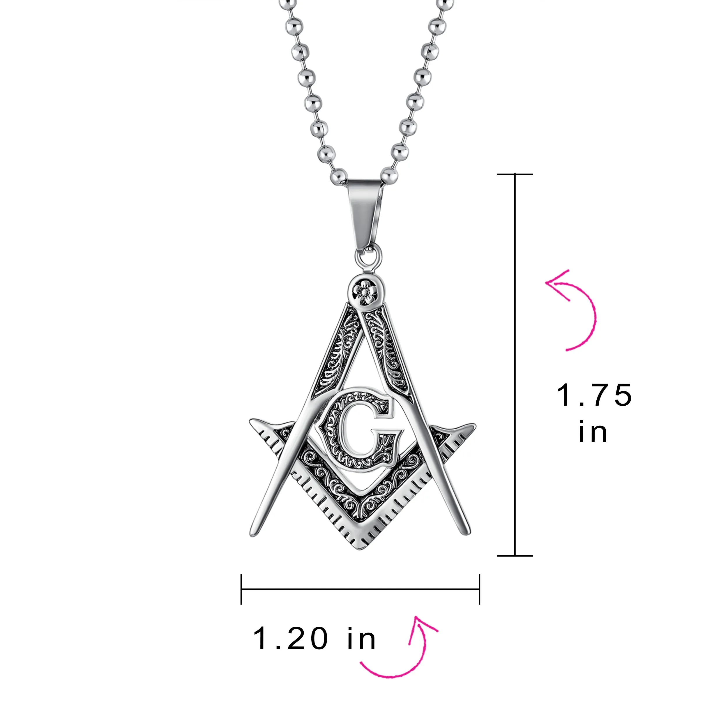 Black Oxidized Freemason Masonic Symbol Pendant Necklace Silver Gold Tone