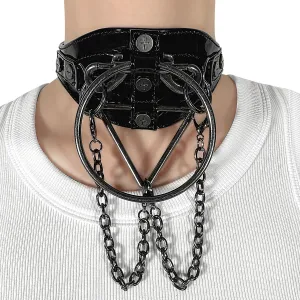 Blk Patent D-ring choker