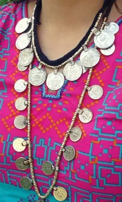 Bohemian necklace- Afghan boho coin necklace-  Afghan Necklace-  Tribal Ethnic Jewelry- Chained Coin Dangles,Antique,Gothic,Handmade
