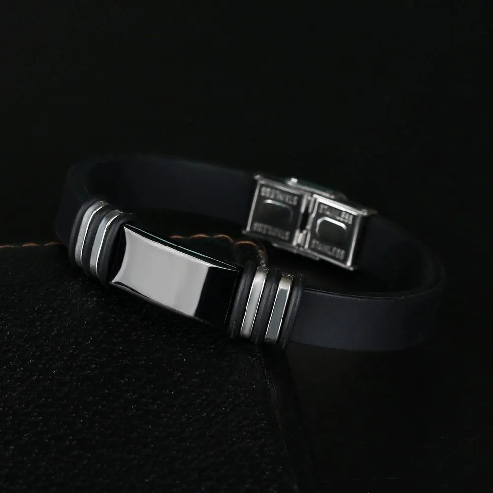 Bracelet Charm Jewelry 2021 Stainless Steel Smooth Glossy Silicone Vintage Bracelet For Men & Women