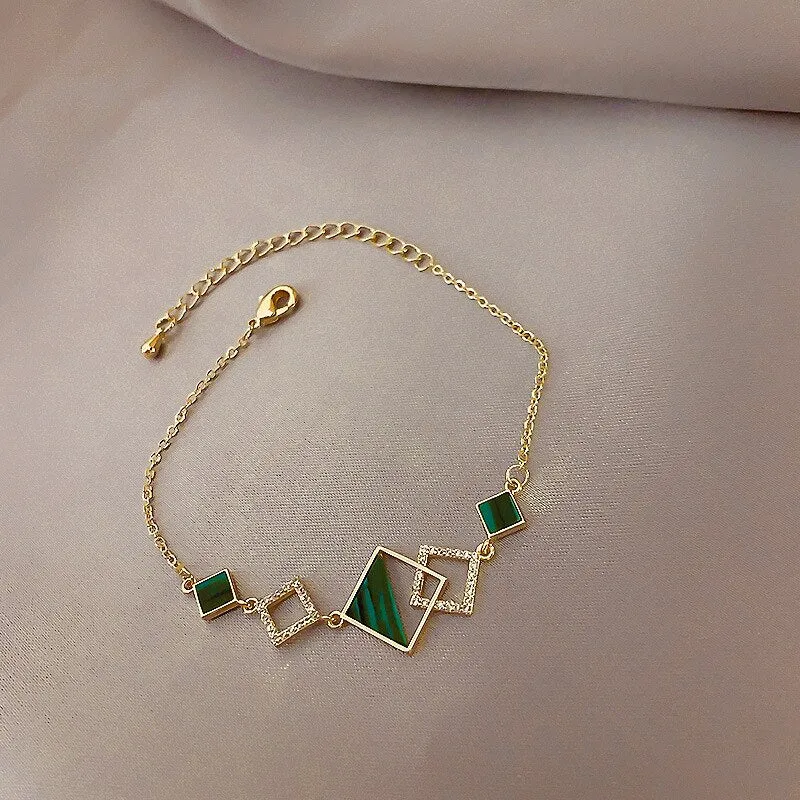 Bracelet for Women Fashion Crystal Square Bracelet Women's Simple Friendship Luxury Bracelet Jewelry Accessories Wholesale