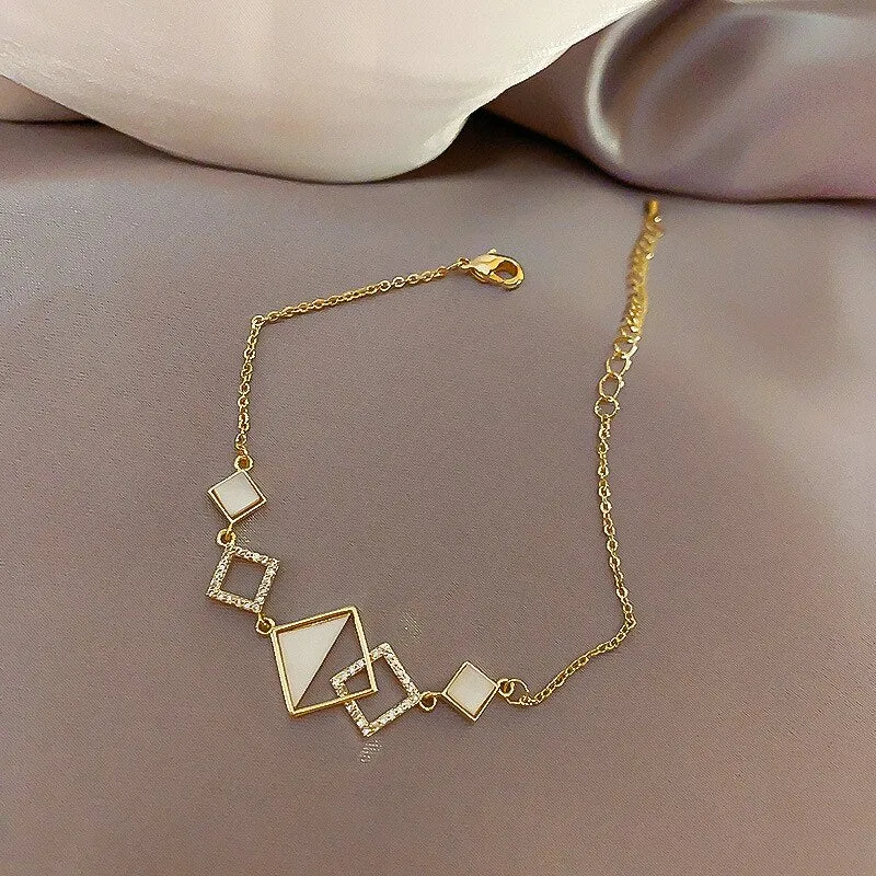 Bracelet for Women Fashion Crystal Square Bracelet Women's Simple Friendship Luxury Bracelet Jewelry Accessories Wholesale