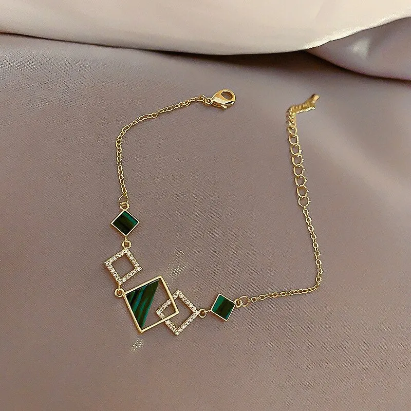 Bracelet for Women Fashion Crystal Square Bracelet Women's Simple Friendship Luxury Bracelet Jewelry Accessories Wholesale