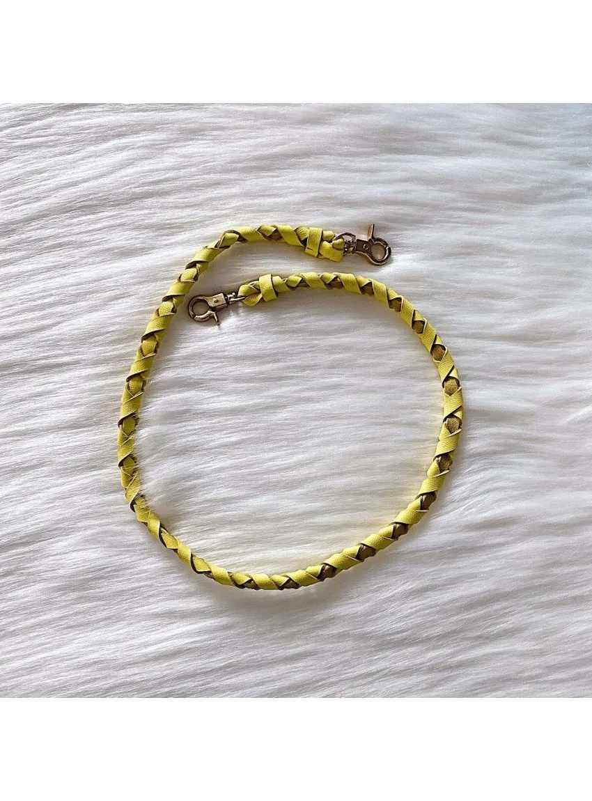 Braided Leather Mask Leash in Yellow