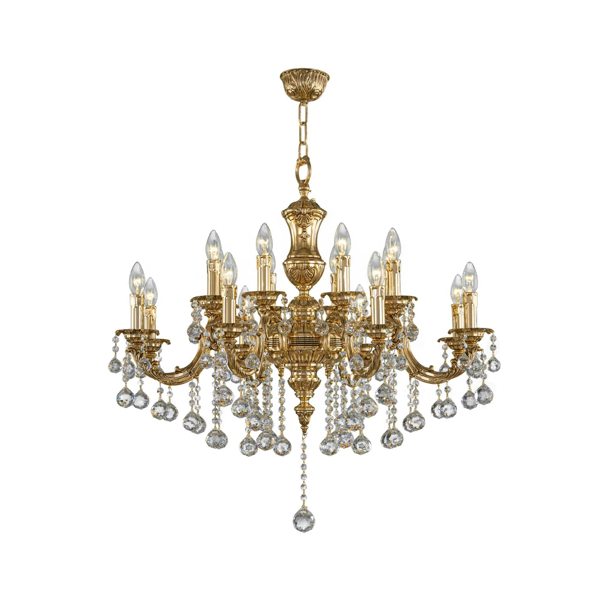Brass Chandelier - 16 Bulbs - Gold Ox