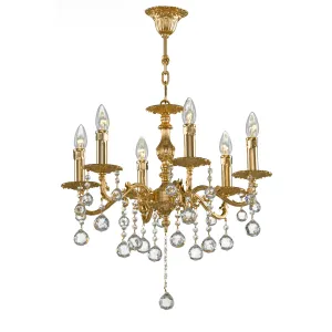 Brass Chandelier - 6 Bulbs - Gold