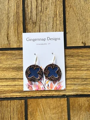 Brown & Navy Small Round Gingersnap Original Earrings