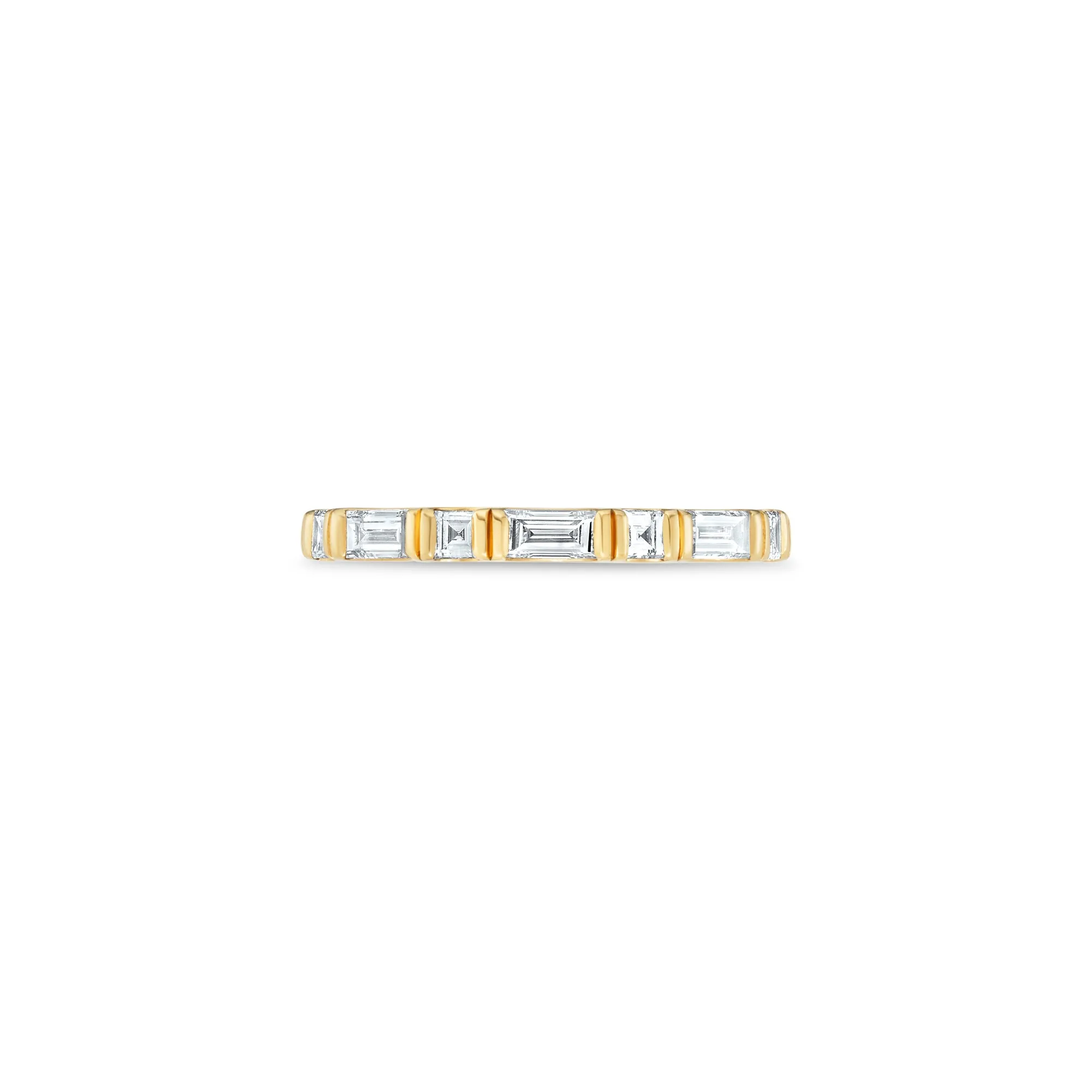 Carré and Baguette Cut Double Ridge Band