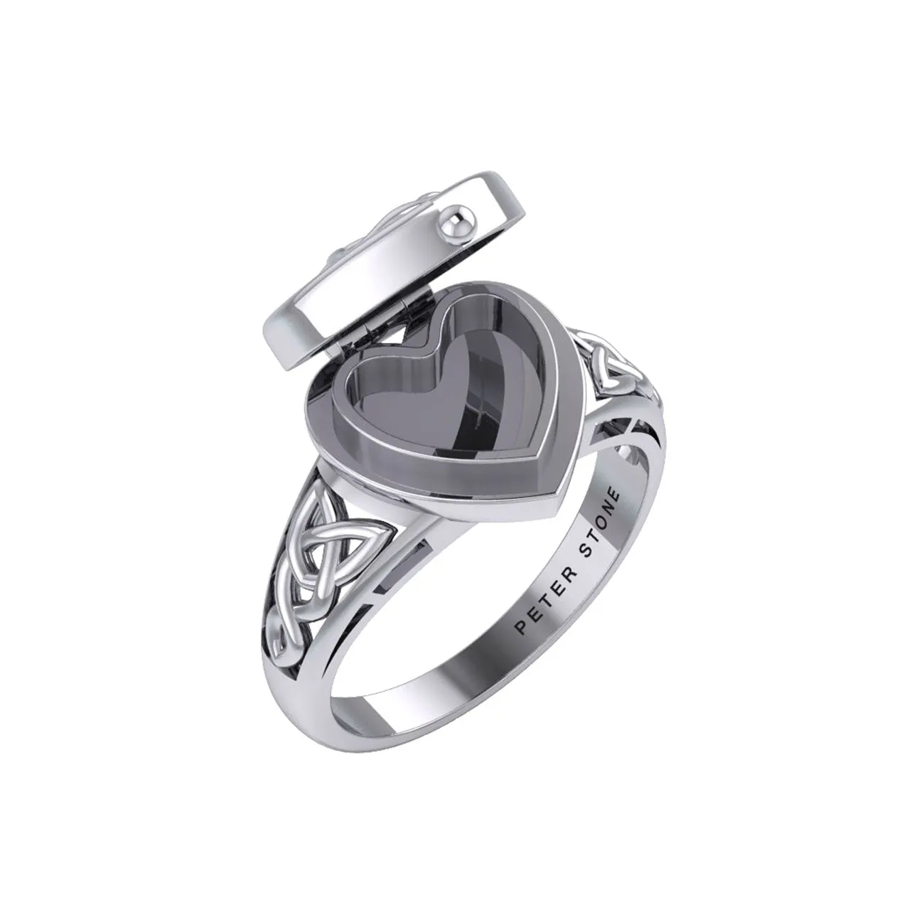 Celtic Heart Silver Poison Ring TRI2455