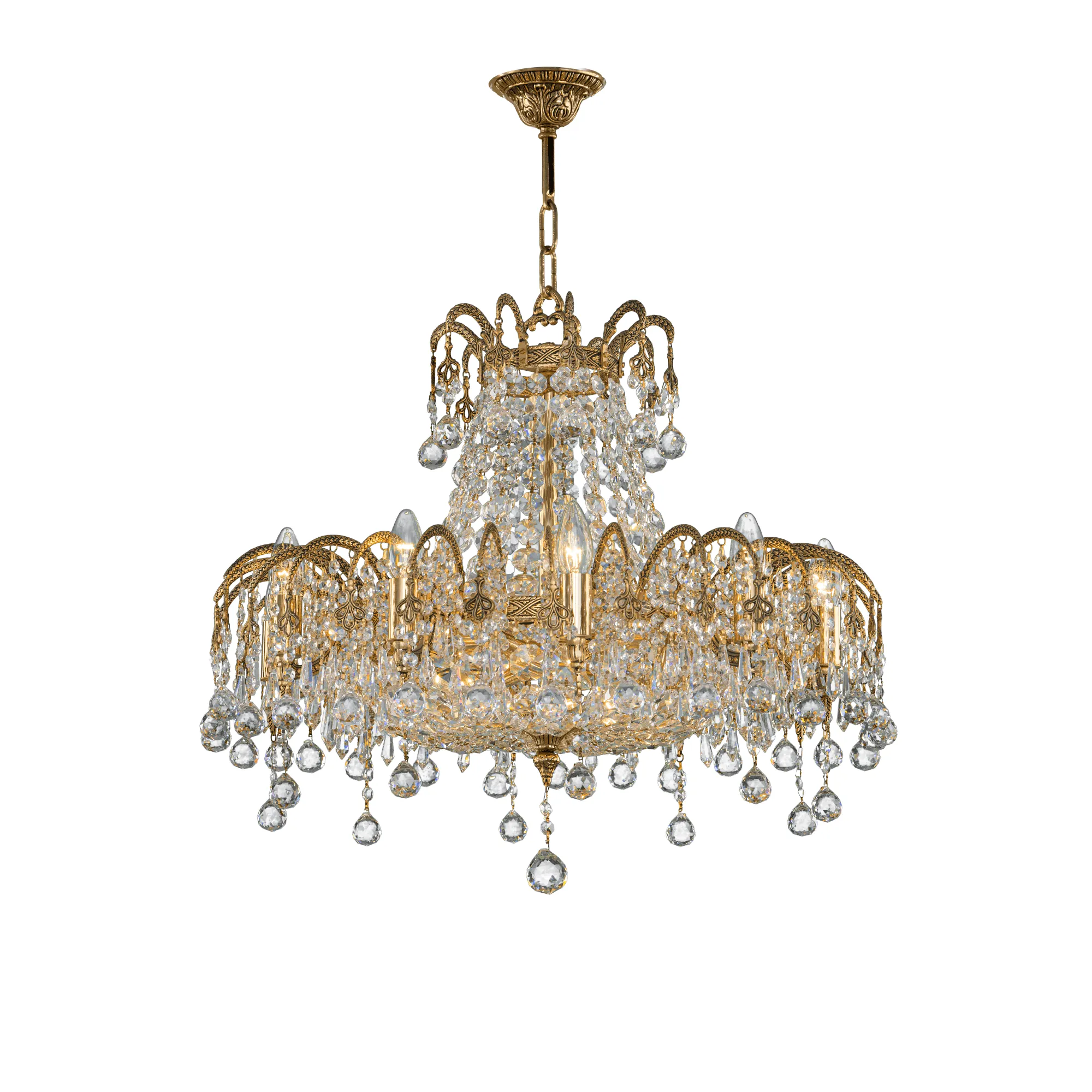 Chandelier Crystal 15 Bulbs Oxide Gold